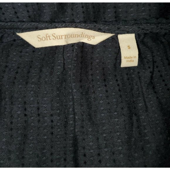 SOFT SURROUNDINGS Chandra Small Navy Blue Open Cold Shoulder Top Embellished - Picture 4 of 12